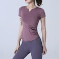 thumbnail image 2 of Jewelreauty Short Sleeve Yoga Shirts for Women V Neck Slim Fit Stretch Tops Athletic Workout Gym T-Shirts (S, Purple), 2 of 3