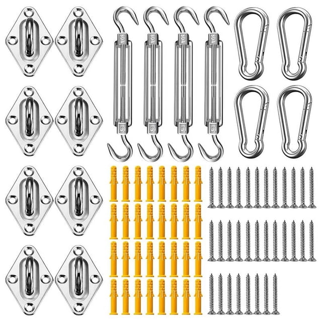 Sun Shade Sail Hardware Kit 80pcs for Rectangle Sun Shade Sails Canopy Installation Accessories M6 Turnbuckles