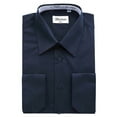 thumbnail image 2 of Berlioni Italy Men's Convertible Cuff Solid Dress Shirt Navy, 2 of 2