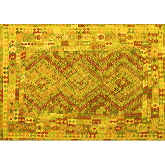 Ahgly Company Indoor Rectangle Southwestern Yellow Country Area Rugs, 2' x 4'