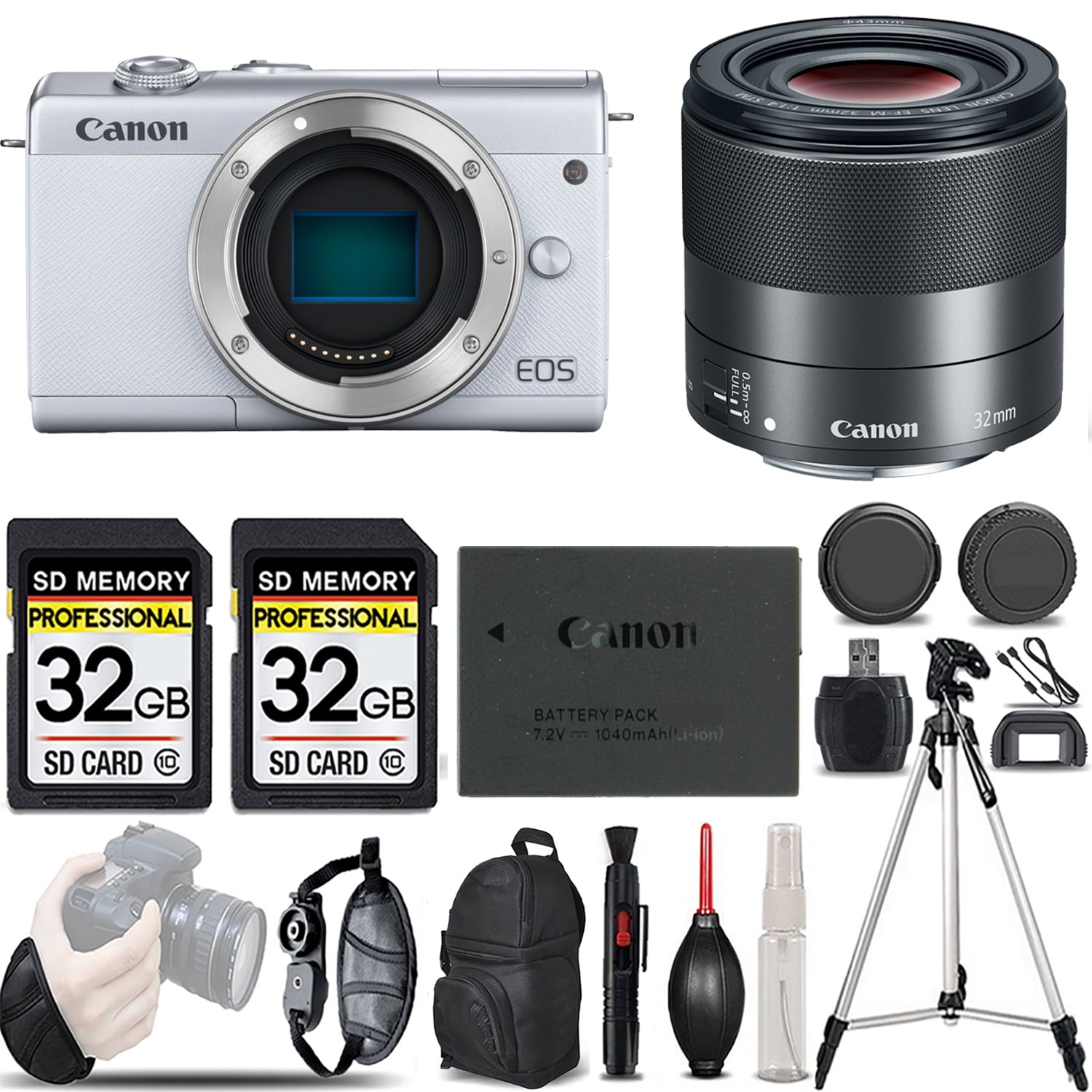 Canon EOS M200 Mirrorless Camera (White) +32mm f/1.4 STM Lens -LOADED KIT 