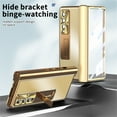 thumbnail image 2 of Nalacover for Samsung Galaxy Z Fold 4 Aluminum Metal Folding Case, S Pen Holder Hinge Protection Screen Film Cover with Hidden Bracket Plating Case for Samsung Galaxy Z Fold 4,Gold + Dark Gold, 2 of 7