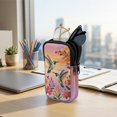 thumbnail image 7 of SEANATIVE Double Eyeglasses Case Neoprene Zipper Sunglasses Pouch Shockproof Glasses Case Anti-Scratch Lightweight Eyewear Pouch for Two Pairs of Glasses, Hummingbird Floral Violet Orange, 7 of 7