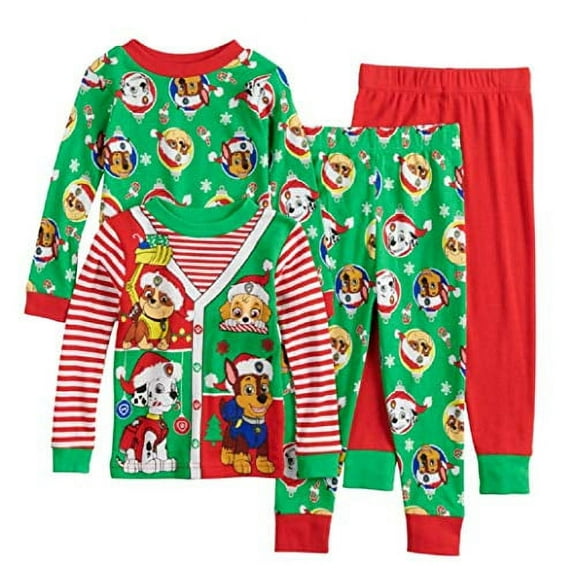 Paw Patrol Toddler Christmas Holiday 4-Piece Cotton Pajama Set, Size 3T