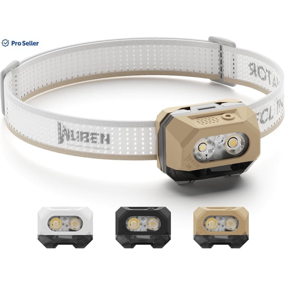 WUBEN H4 LED Headlamp, 800 Lumens, Rechargeable, IP68 Waterproof, Motion Sensor, Red Light