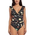 thumbnail image 2 of Fotbe Vegetable Quiche Women's Tummy Control Swimsuits Slimming One Piece Bathing Suit Ruffle Wrap V Neck Swimwear-, 2 of 8