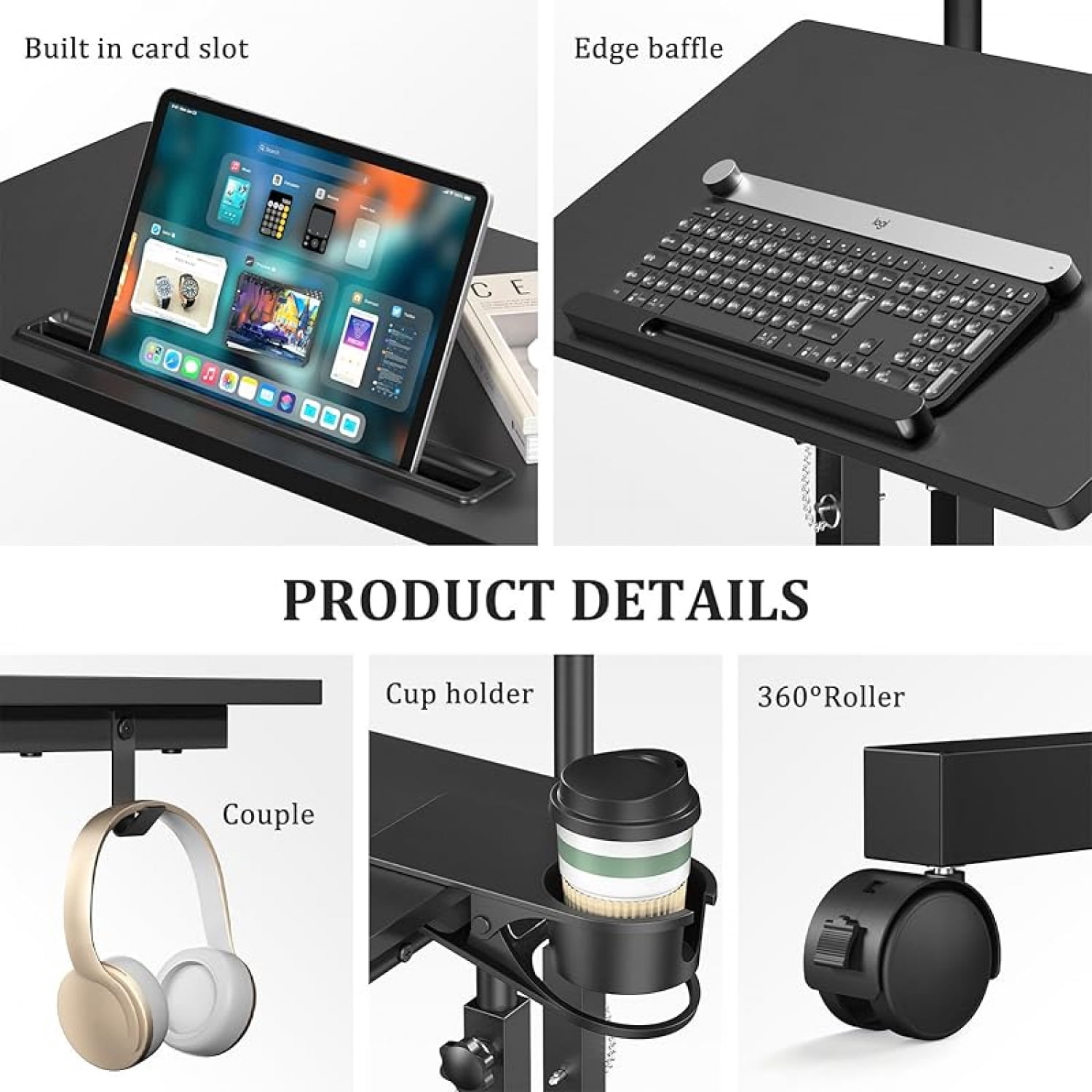 Small Standing Desk with Wheels, Stand Up Desk, Mobile Desk, Portable Standing Desk on Wheels, Standing Desk for Walking Pad, Rolling Desk Adjustable Height, Rolling Computer Desk, Tall Desk on Wheels