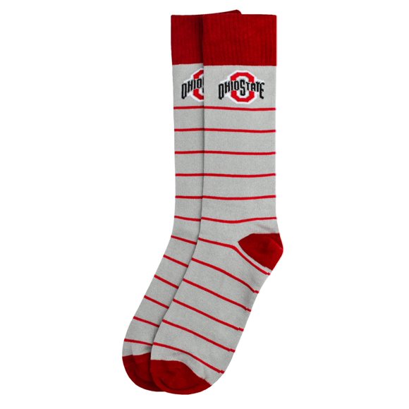 DB Fan Gear Ohio State Buckeyes Chaussettes Habillées à Rayures Écarlates pour Hommes, Gris/écarlate, Taille Unique, NCAA sous Licence Officielle