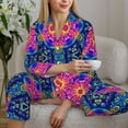 thumbnail image 5 of KLL Bright Turtles Print Women's Long Sleeve Pajamas with Pants Sleepwear Loungewear 2 Set-Medium, 5 of 7