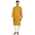 thumbnail image 1 of Atasi Indian Mens 2 Piece Kurta Pajama Set Henley NeckCasual Long Kurta, 1 of 7