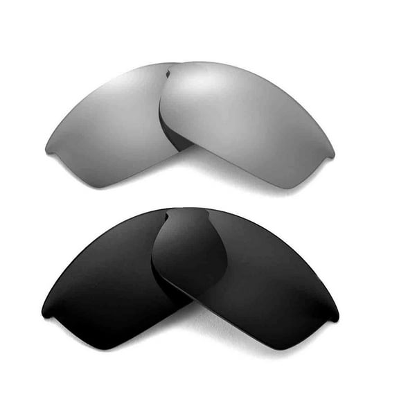 Walleva Polarized Titanium   Black Replacement Lenses For Oakley Flak Jacket Sunglasses