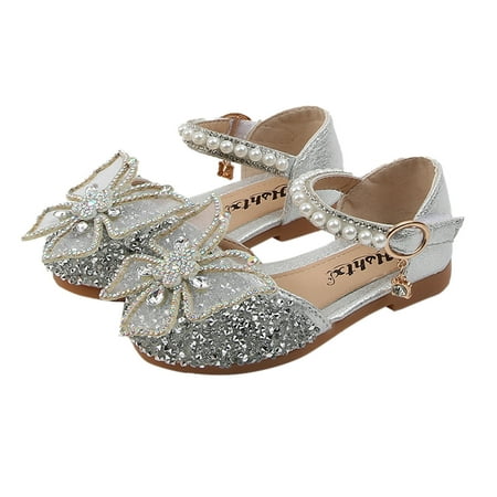 

QWERTYU Toddler Baby Girl s Boy Butterfly Dress First Walkers Shoes Kids Party School Wedding Summer Flats Pearl Crystal Sandals 12M-11Y 23
