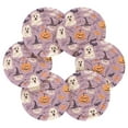 thumbnail image 7 of Yayeee 6 PCS Drink Coasters with Holder Set Woven Absorbent Round Tabletop Hot Pad, Purple Cute Halloween, 7 of 7
