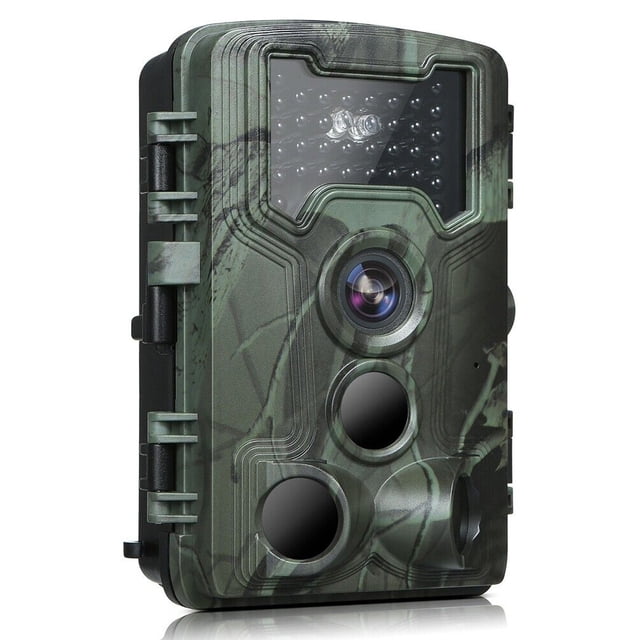 Camara Caceria Deportiva Vigilancia Espia Trampa Vision Nocturna infrarojos 36mp 120° con pantalla adentro, detector de movimiento fullHd 1080p aprueba de agua ip66 de Gogo electronics Color Camuflaje