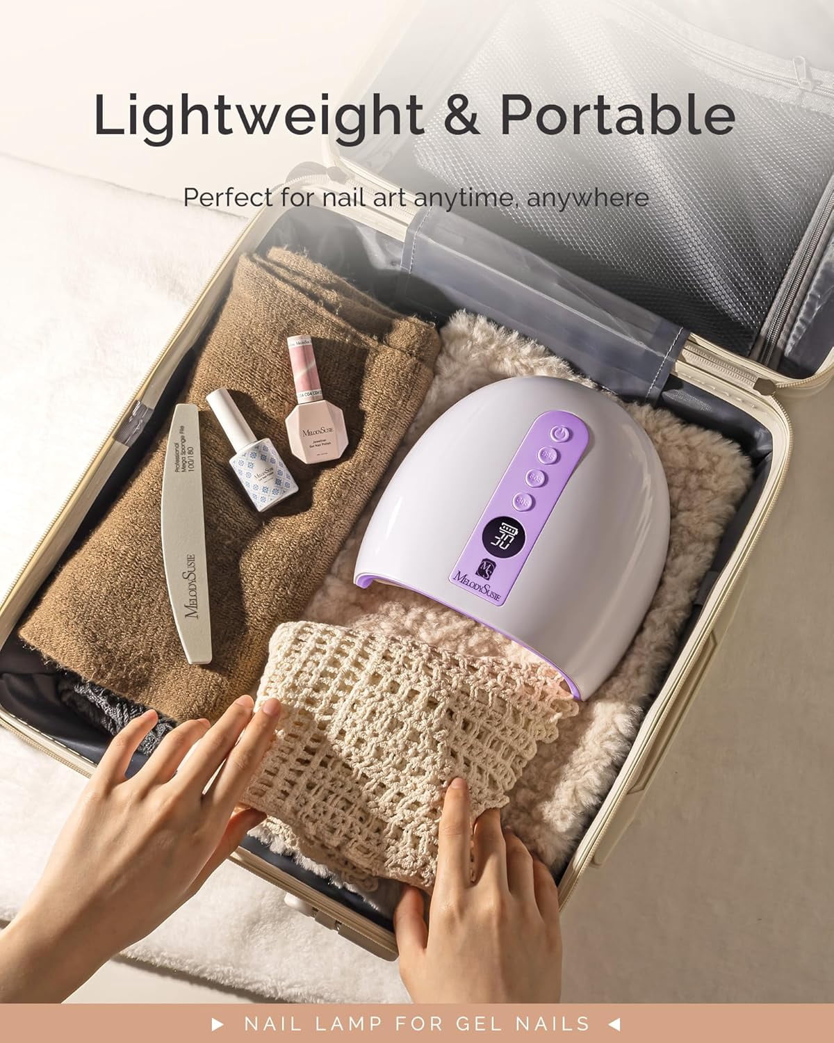 MelodySusie Rechargeable UV LED Nail Lamp,PLUS30GW Cordless UV Nail Light with 3 Timers & Smart Sensor Cures All Gels, Purple