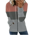 thumbnail image 2 of Pntutb moda mujer manga larga cremallera frente abierto suelta prendas de vestir exteriores blusa estampada abrigo Tops bolsillos blusa con capucha liquidación Pntutb Pntutb-6507, 2 of 5