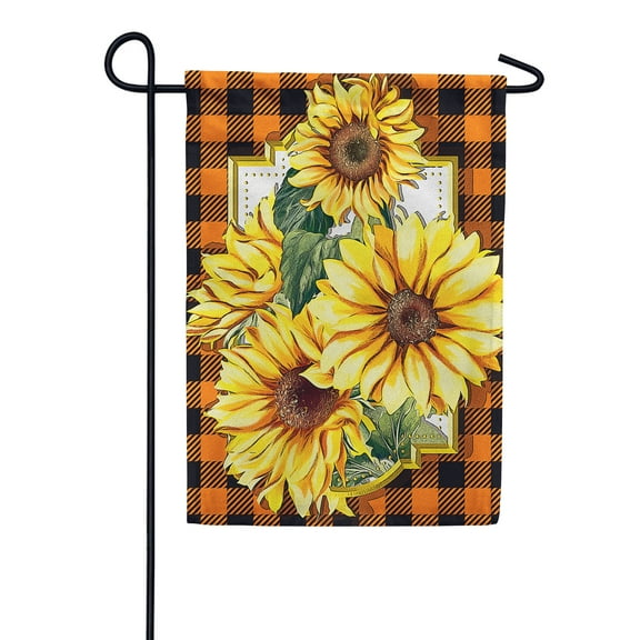 America Forever Buffalo Check Fall Sunflowers Garden Flag 12.5 x 18 Double Sided Fall Floral Autumn Farmhouse Thanksgiving Holiday Yard Outdoor Decoration