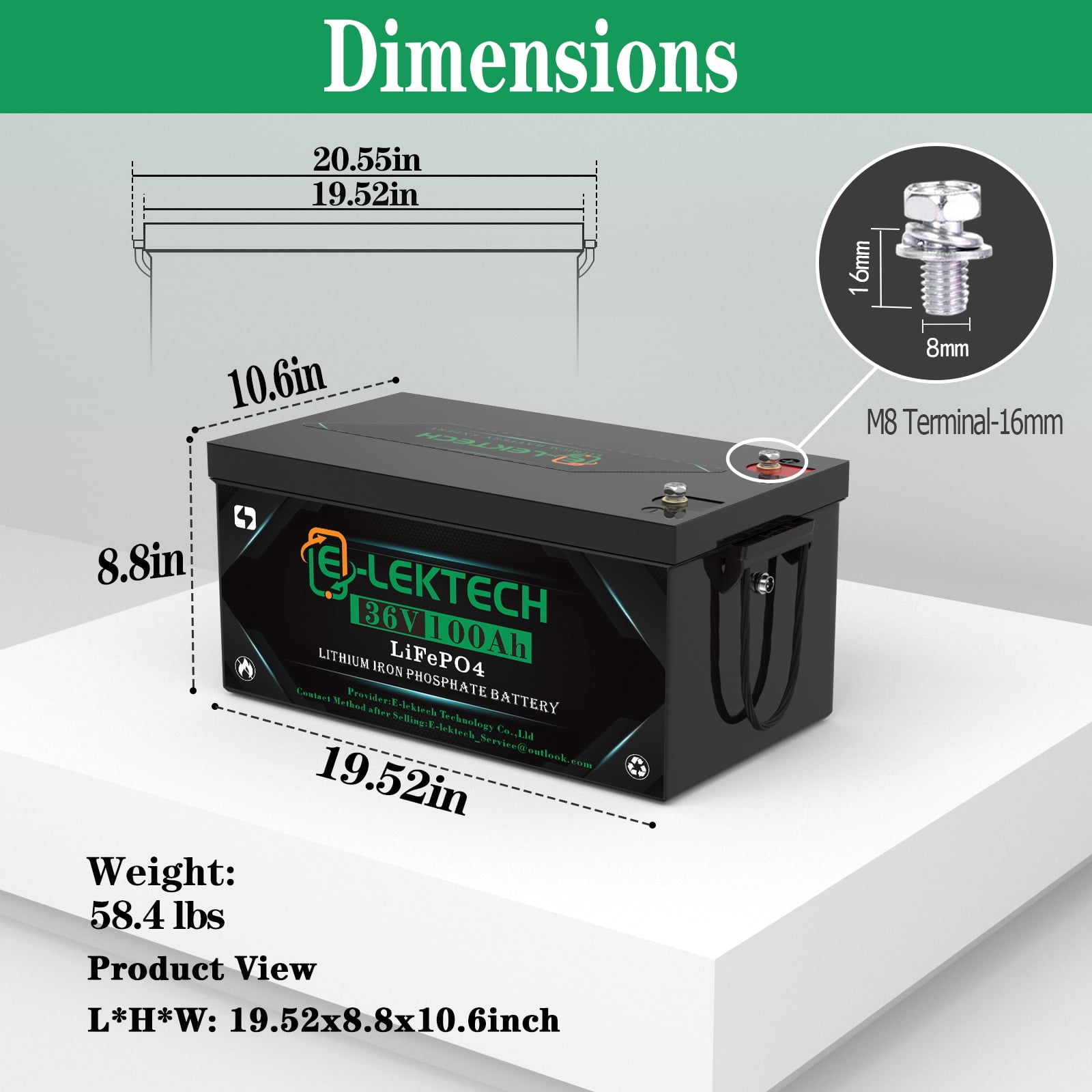 36V 100Ah Golf Cart LiFePO4 Lithium Battery, 8000+ Deep Cycles, 200A BMS, 3840Wh Energy, Perfect for Off-Grid, RV, Solar Power System, Home Backup