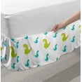 thumbnail image 2 of Dino Bed Skirt, Dinosaur Animal Cartoon Nursery Themed Print, Elastic Bedskirt Dust Ruffle Wrap Around for Bedding Decor, 4 Sizes, Yellow Green Sky Blue, by Ambesonne, 2 of 2