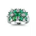 thumbnail image 4 of Blue Zircon Green Flower Band Women's White Gold Filled Wedding Ring Size 6-10, 4 of 5