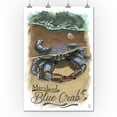 thumbnail image 2 of Maryland, Blue Crab, Watercolor (36x54 Giclee Gallery Art Print, Vivid Textured Wall Decor), 2 of 3