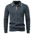 thumbnail image 2 of Betivan Men's Solid Color Long Sleeve Sweater Shirt, Half-Button Turndown Collar Knitted Top, Basic Button Tees Stylish Tops Golf Casual Versatile Layering Sweater, 2 of 9