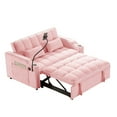thumbnail image 5 of Newest 3-in-1 Foldable Double Recliner Sofa Bed with USB Port & Swivel Phone St, - Velvet Pull-Out Sleeper, Adjustable Backrest, Side Pockets for Small Spaces,Pink, 5 of 6