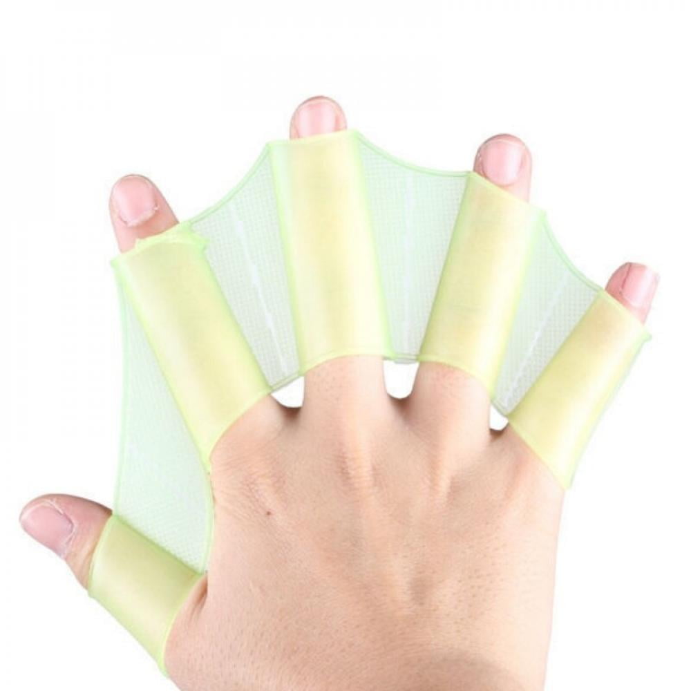 Swimming Finger Color Gloves Hand Gear Fins Flippers Paddle Silicone Durable 