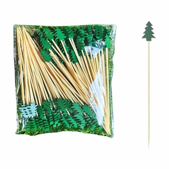 Christmas Cocktail Picks 4.7 Inch 100pcs Bamboo Fancy Skewers Toothpicks for Appetizers Food Drink Fruit Sandwich BBQ Christmas Cocktail Party Charcuterie Boards Accessories
