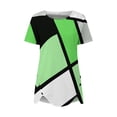 thumbnail image 5 of Olyvenn Women's Trendy Button Side Tunic T-Shirtss Crew Neck Shirts Skinny Slim Flowy Vacation Blouse Dressy Women 2023 Fashion Summer Short Sleeve Tees Color Block Geometric Tops Green 8, 5 of 5