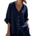 thumbnail image 5 of Neewe Women's Linen Shorts Sets 2 Piece Summer Short Sleeve Top and Shorts Sweatsuit Set Daily Outfits, 5 of 6