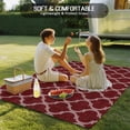 thumbnail image 4 of Deep Red Morocco Outdoor Rug for Patio/Deck/Porch, Non-Slip Large Area Rug 5 x 7 Ft, Retro Farmhouse Quatrefoil Plaid Indoor Outdoor Rugs Washable Area Rugs, Reversible Camping Rug Carpet Runner, 4 of 8