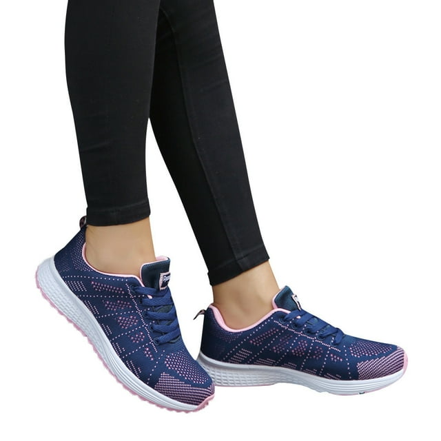 Espadrilles Décontractées pour Femmes Femmes Mode en Maille à Brides Croisées Rondes Espadrilles Plates Chaussures de Course Chaussures Décontractées Femme Espadrilles pour Femmes Chaussures (Bleu Foncé, 7)