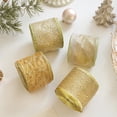 thumbnail image 5 of Christmas Wired Ribbon for Tree, Wreath and Gift Wrapping, White Linen-Style Ribbon with Gold Metallic Accents, 5 of 5