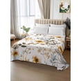 thumbnail image 2 of Vintage Botanical Twim Size Flat Sheet, Wrinkleproof & Fadeproof Cooling Flat Bed Sheet Only, Yellow Spring Floral Butterfly Breathable Soft Bedding Top Sheets 66 x 96 Inches, 2 of 8