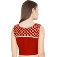 thumbnail image 4 of eloria Women's Gottapati Design Art Silk Sari Top Summer Casual Boat Neck Blouse Color : Red, Size : 38, 4 of 6