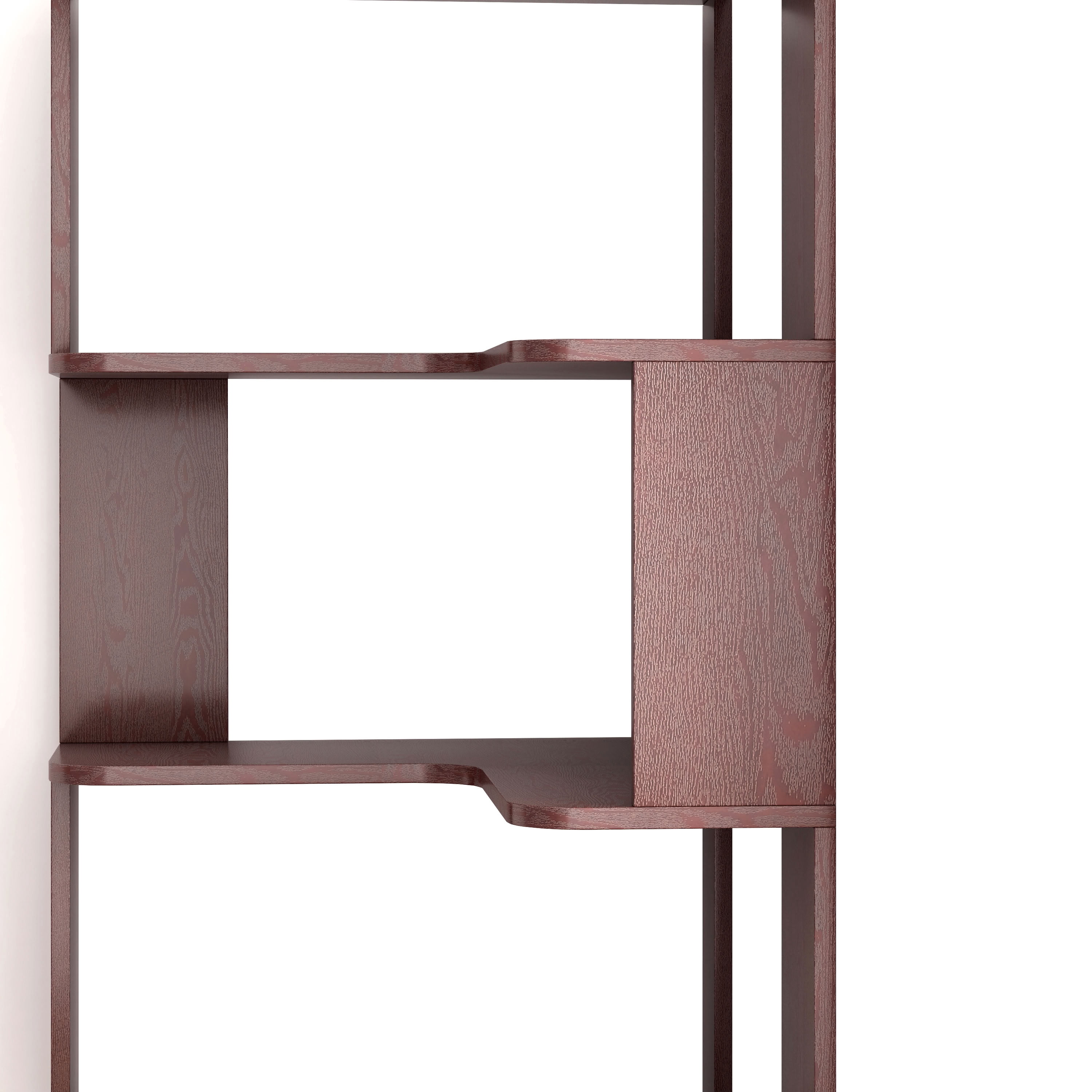 MAYEERTY 6 Tier L-Shaped Open Corner Bookshelf, Freestanding Wooden Bookcase with Anti-Fall Baffle & Anti-Tipping Device, for Living Room Bedroom Home Office Small Spaces