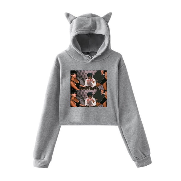 Playboi Carti Merch Hoodies Sweatshirts for Girls Cat Ear Crop Top