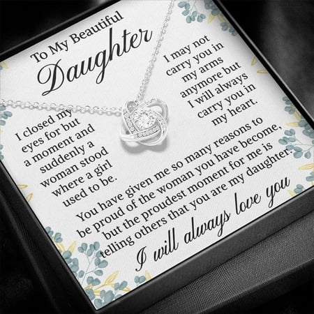 Daughter Gift from Mom And Dad, Daughter graduation, birthday, Chrismas gift, Gold Love Knot Necklace