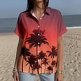 thumbnail image 5 of Yopmin Women's Hawaiian Shirts Palm Tree Lapel Button Down Short Sleeve Beach Shirts Summer Basic Tops for Travel, 5 of 7