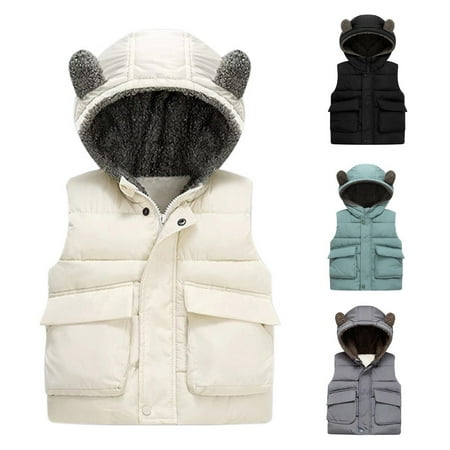 

GYRATEDREAM Kids Baby Boys Girls Warm Thick Puffer Vest Cotton Jacket Toddlers Hooded Lined Waistcoat Jacket Coats Winter Outerwear 1-6 Year