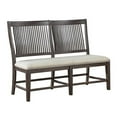 thumbnail image 1 of Bowery Hill Rustic Brown Wood Dining Bench with Beige Upholstery, 1 of 2