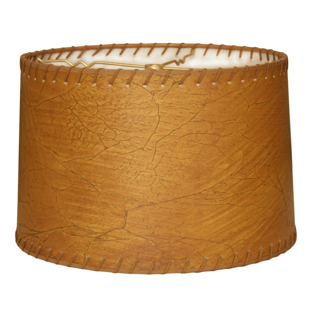 Royal Designs 10" Shallow Drum Lamp Shade Dark Brown Faux Leather with