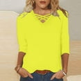thumbnail image 2 of BangWanChi 3/4 Length Sleeve Womens Tops Women's Fashion Casual V-neck 3/4 Sleeve Top, 2 of 5