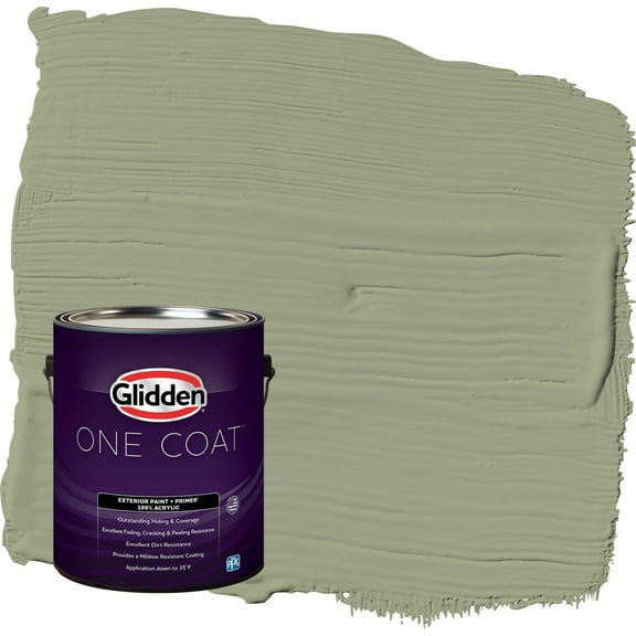 Glidden One Coat Zebra Grass / Green Flat Exterior Paint with Primer, 1 Gallon