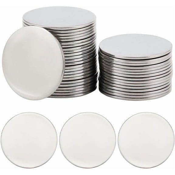 1 Box 40Pcs Stainless Steel Stamping Blanks Laser Engraving Disc Bulk Engravable Blank for DIY Jewelry Craft Name Tag Necklaces Earrings Engraved Supplies 1set