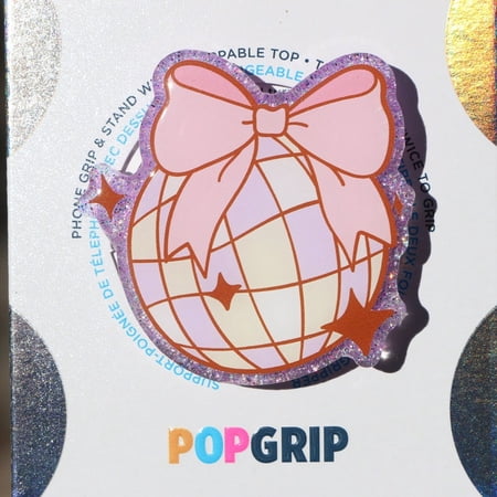 Disco Ball Bow Resin Grip: Sparkly Purple Reader Grip