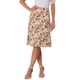thumbnail image 1 of Faldas midi florales para mujer Inspire Chic, con volantes, cintura alta, fluida, en línea A, con abertura, longitud a la rodilla, color beige, 1 of 6