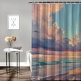 thumbnail image 2 of Orinice Ocean Beach Shower Curtain for Bathroom Coastal Sunset Sunrise Seaside Pink Nautical Summer Seacoast Blue Sea Hawaii Seascape Fabric Bath Decor Set with Hooks  36x72, 2 of 7