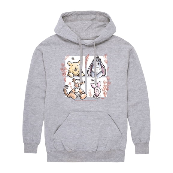 Winnie the Pooh - Character Grid Drawing - Men's Pullover Fleece Hoodie